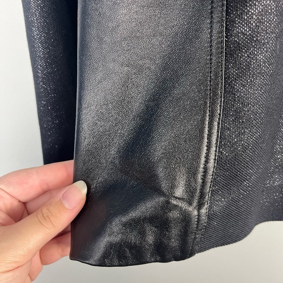 Cynthia Cynthia Steffe Leather Shimmer black Blazer Jacket Size large - Picture 7 of 8